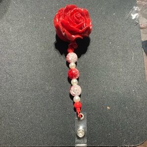 Detachable Red Rose name badge